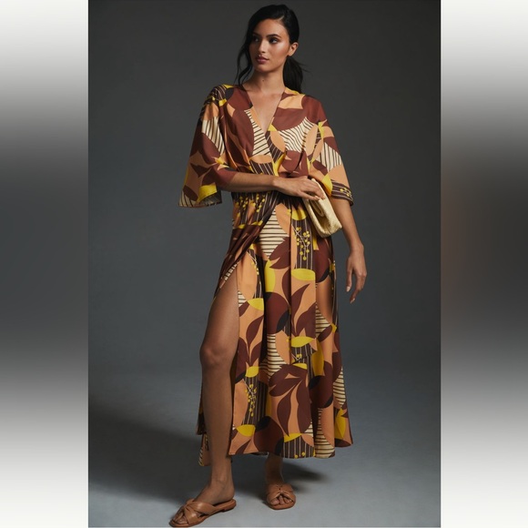 Hutch Dresses & Skirts - NWT Hutch Anthropologie Deep V Printed Wrap Dress XL